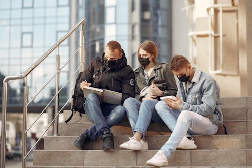 People Sitting on Stairs
